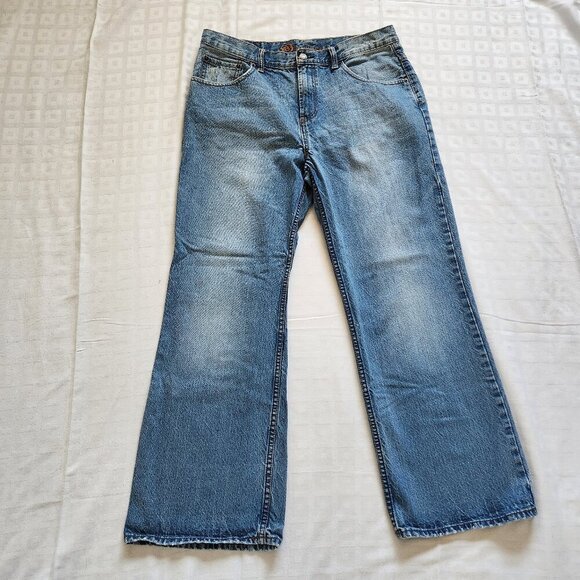 Vintage Bullhead Jeans Mens 34x28 Blue Loose Boot Baggy Wide Leg Y2K Skater - Picture 1 of 7